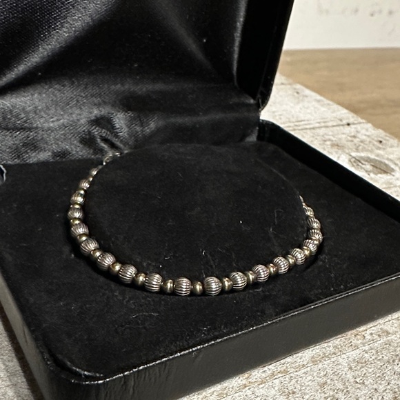 925 Sterling Silver Jewelry - Sterling silver 925 Italy great shape stamped two tone gold beaded bracelet